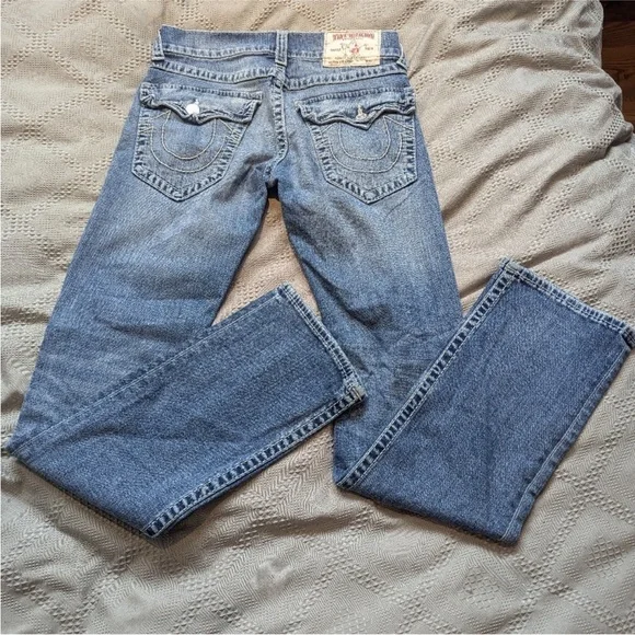 True Religion Blue Ricky Straight Leg Jeans - Picture 4 of 8